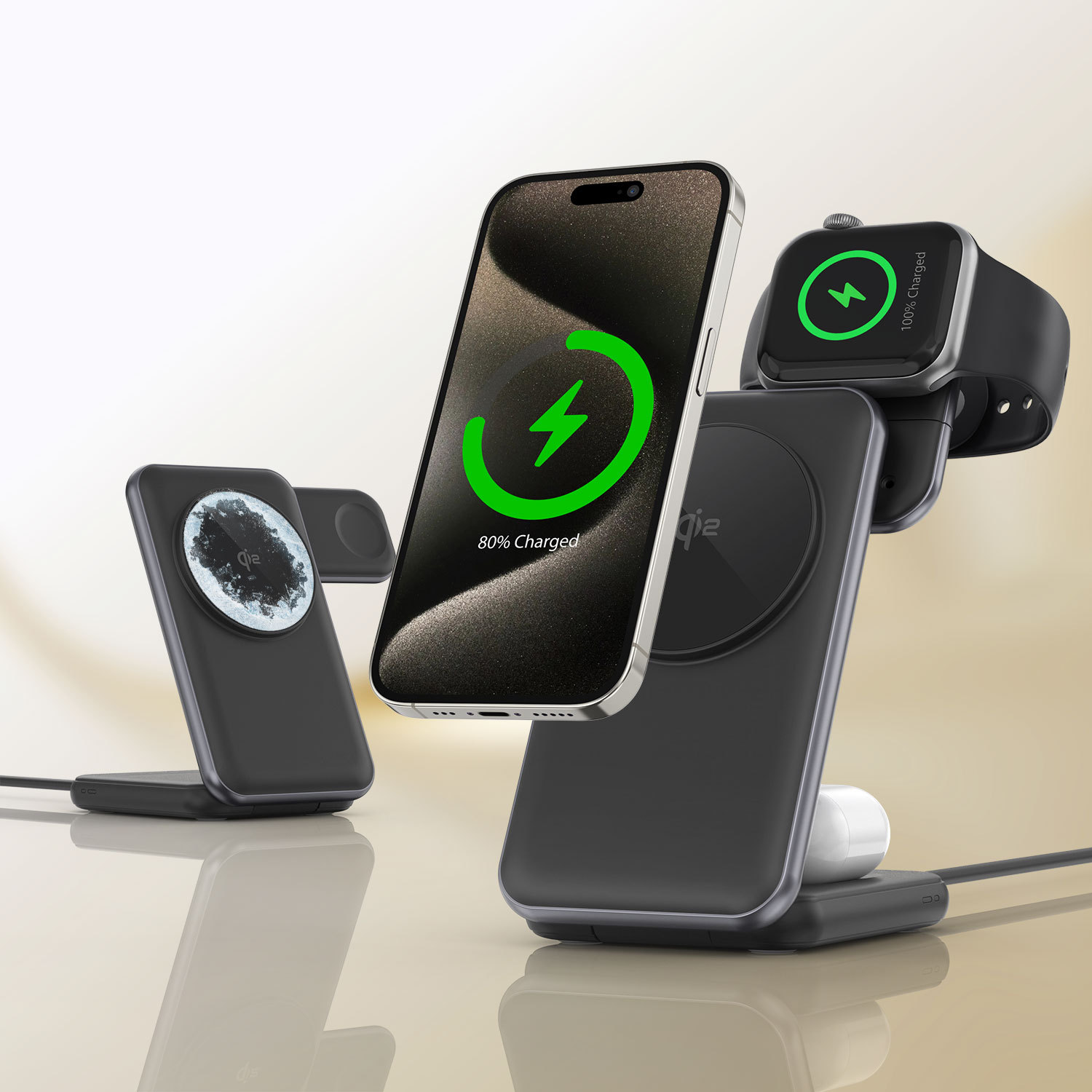 Qi2.2 three-in-one wireless charger with semiconductor cooling, foldable three-in-one wireless charger, suitable for Apple 17