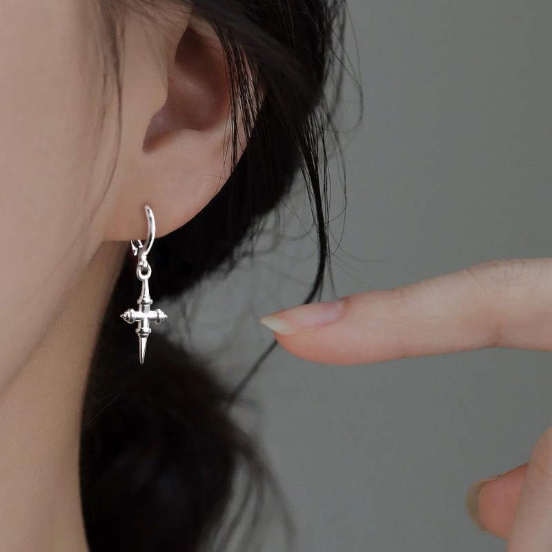 Long Cross Ear Cuff Live Streaming Unisex Earring Hoop Unique Earring Punk Style