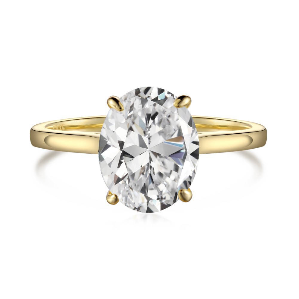 Jewelry S925 sterling silver ring women gold oval heart marquise zircon ring wholesale