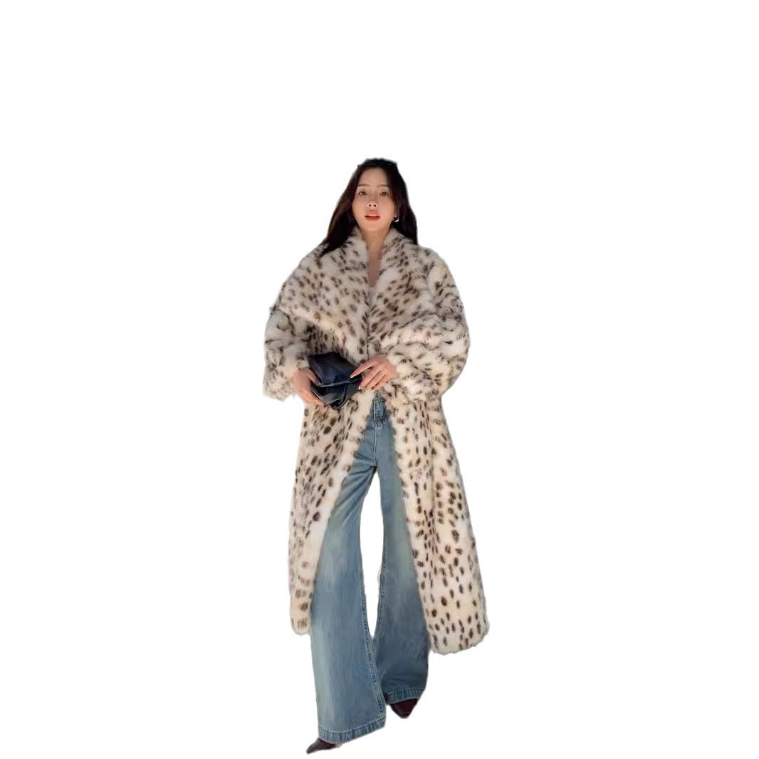 Woven lapel ruffle fur trench coat fox fur raccoon fur faux fur coat