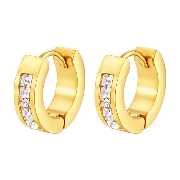 Glue diamond stainless steel earrings for women, set with zircon ear clips, ear accessories