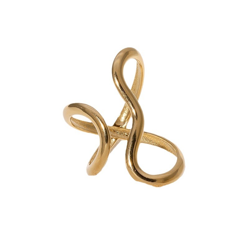 Smooth irregular line index finger ring exaggerated simple stainless steel open ring