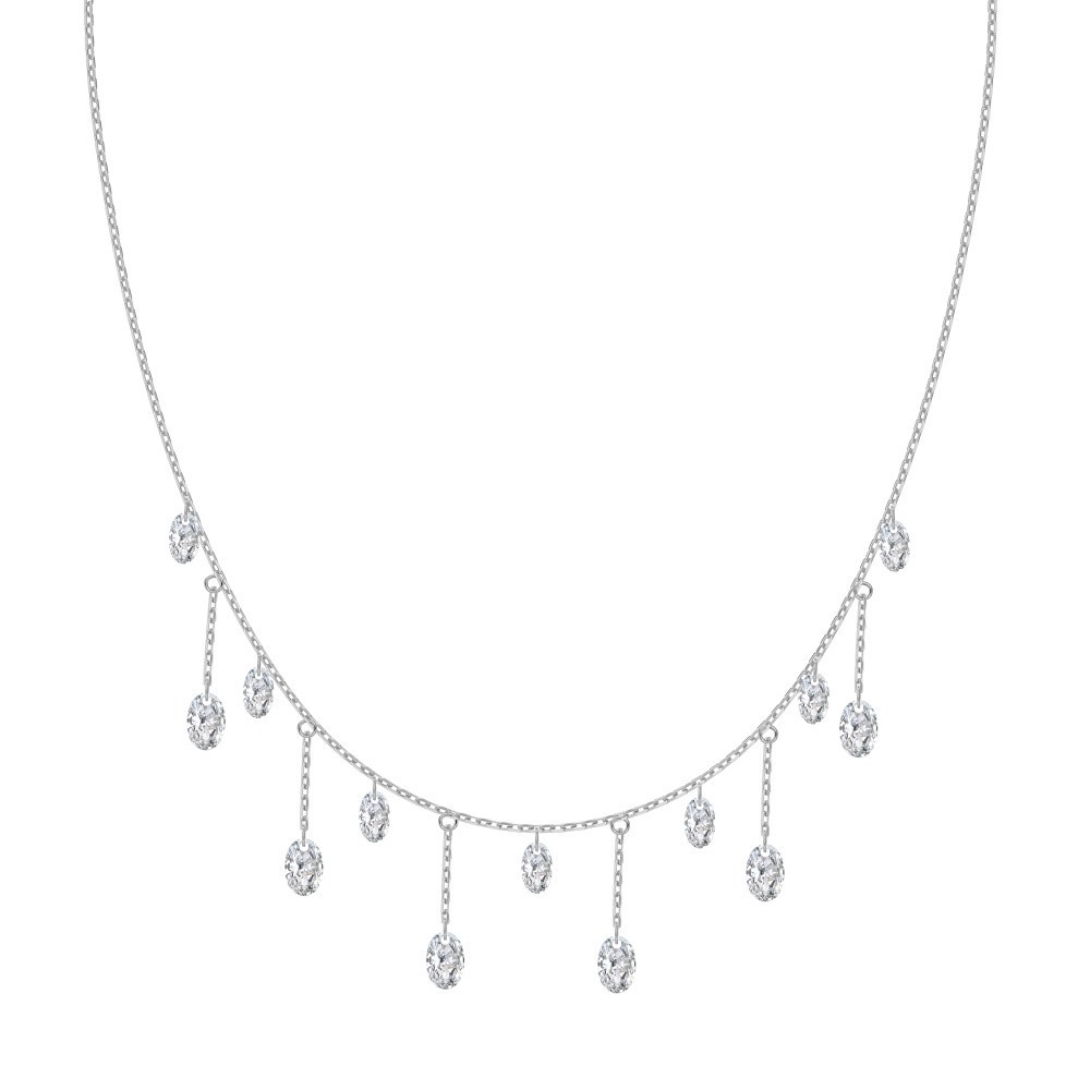 Live S925 sterling silver necklace for women, oval pear-shaped teardrop tassel pendant neck chain silver accessories wholesale