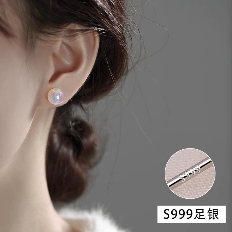 fever pearl earrings, Swarovski round s999 silver needle ear studs, strong luster earrings