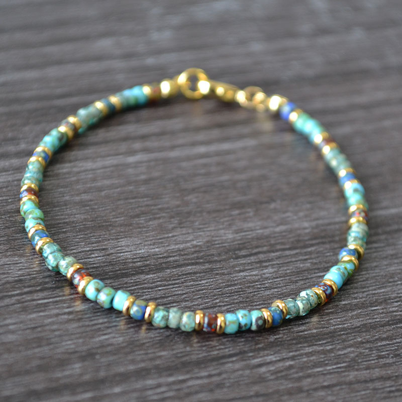 Japanese Miyuki Picasso antique beads bohemian handmade beaded simple bracelet anklet