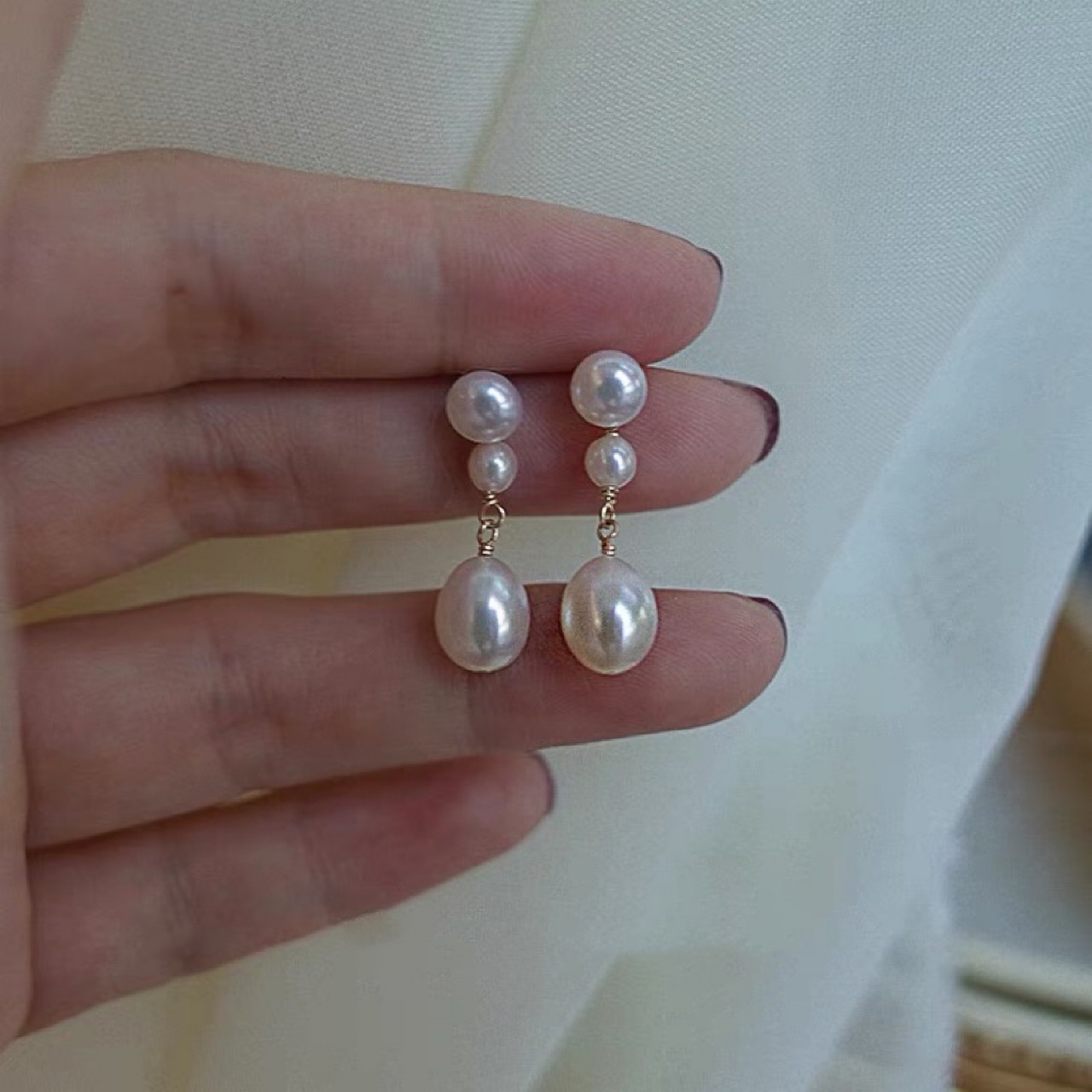 Natural pearl earrings for women long stud earrings 2026 new earrings