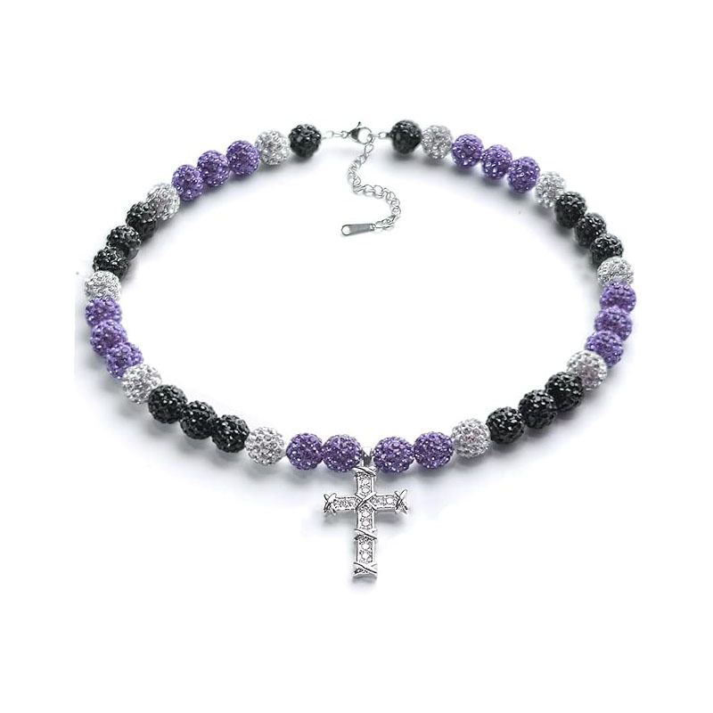 New Cross Colorful Diamond Ball Necklace Hip Hop Style Clay Necklace