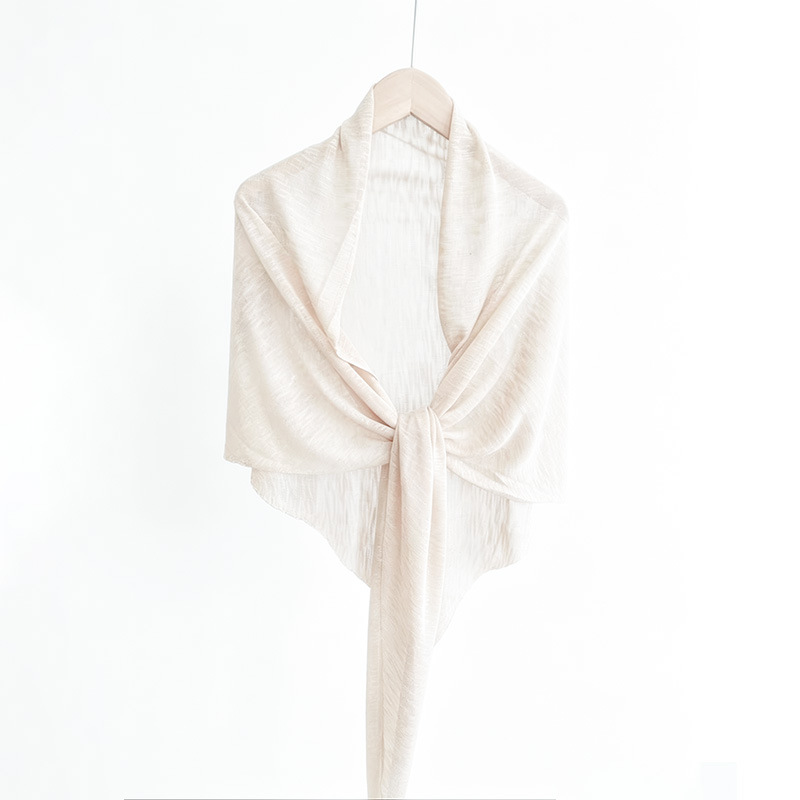 Spring and summer thin bamboo knot cotton triangle shawl Tencel linen blend air-conditioned cardigan outer scarf