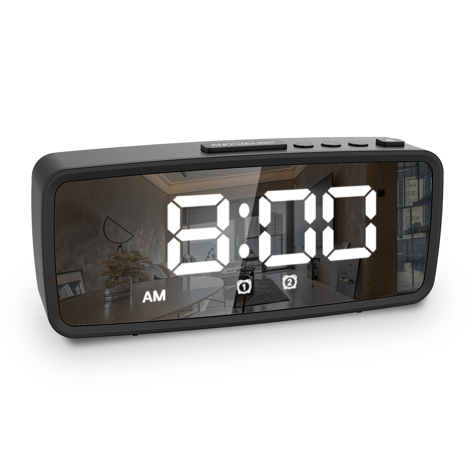 New LED Electronic Alarm Clock Radio Mirror Clock Desk Clock