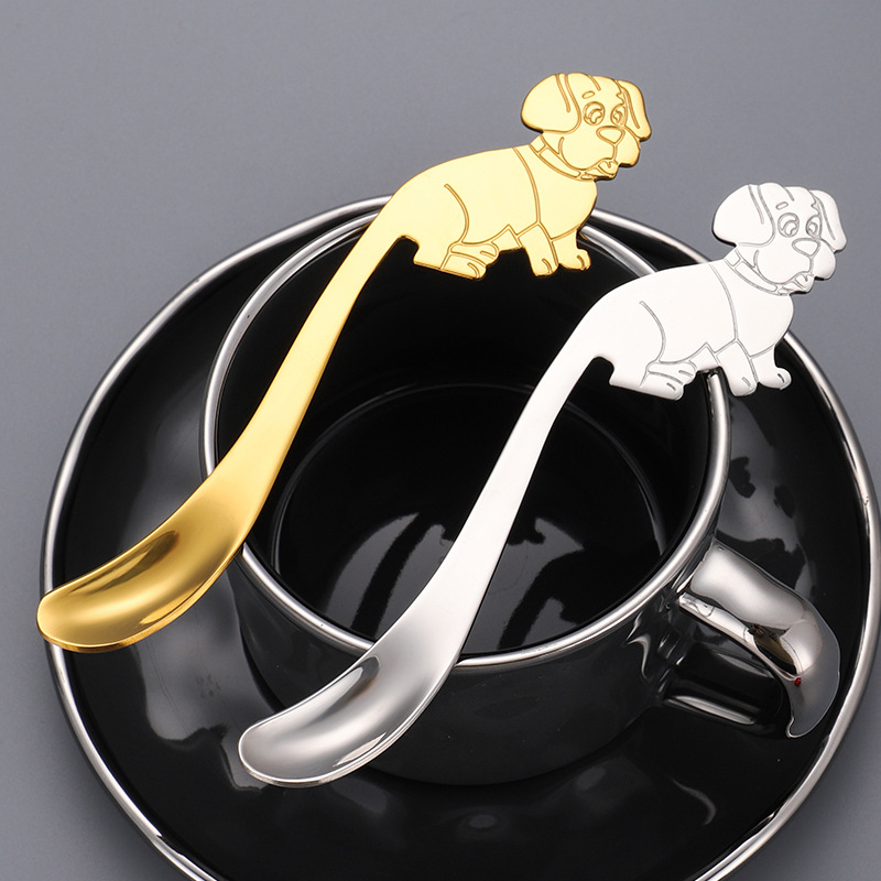304 stainless steel spoon, line dog tableware, coffee hanging cup spoon, dessert stirring spoon, cartoon spoon
