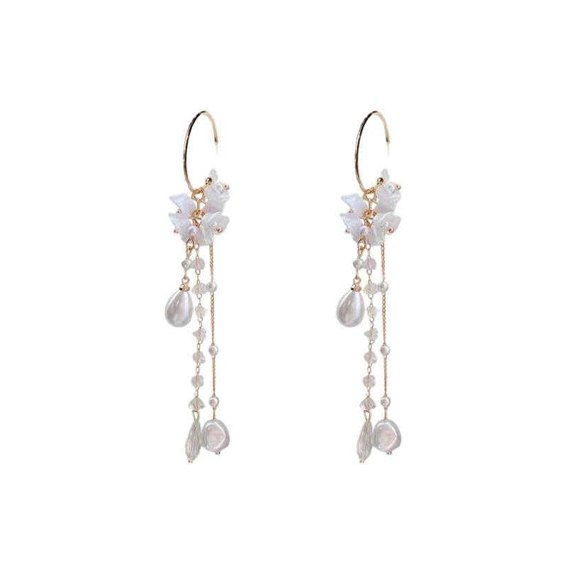 Silver needle earrings women long tassel earrings ear accessories