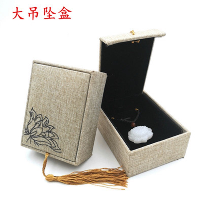 Jewelry Jade Jewelry Box Linen Tassel Hand Piece Pendant Box Jade Bracelet Box
