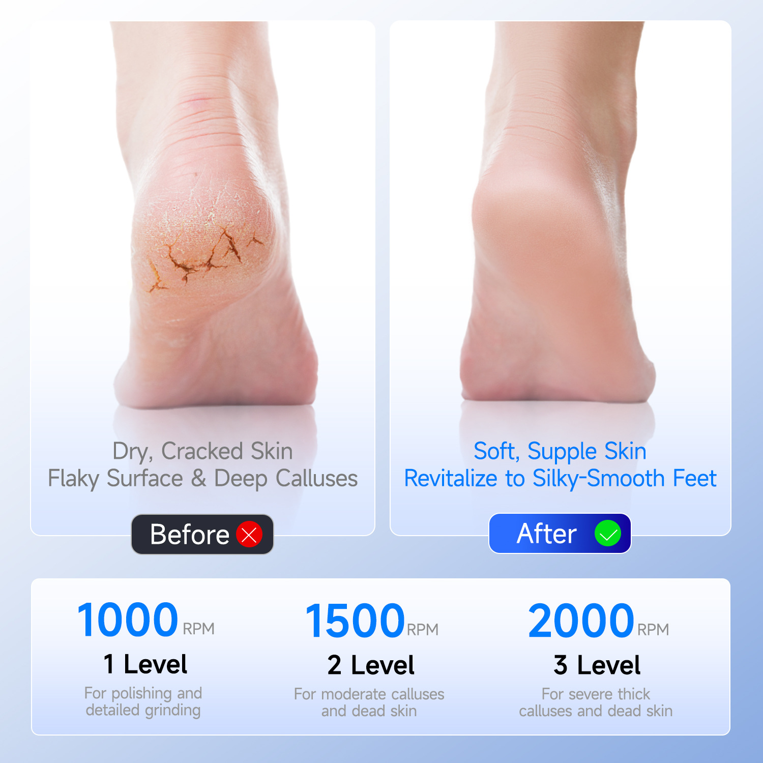 Electric foot file for dead skin removal, automatic and efficient foot callus remover