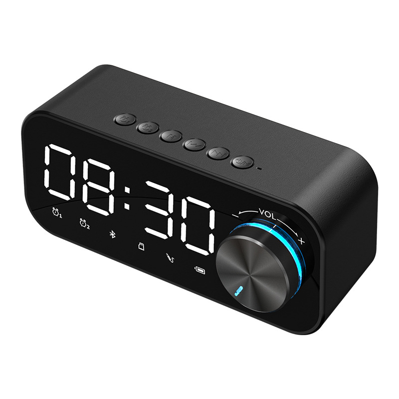 Bluetooth Speaker Desktop Alarm Clock Audio Mirror Clock Card Small Steel Cannon