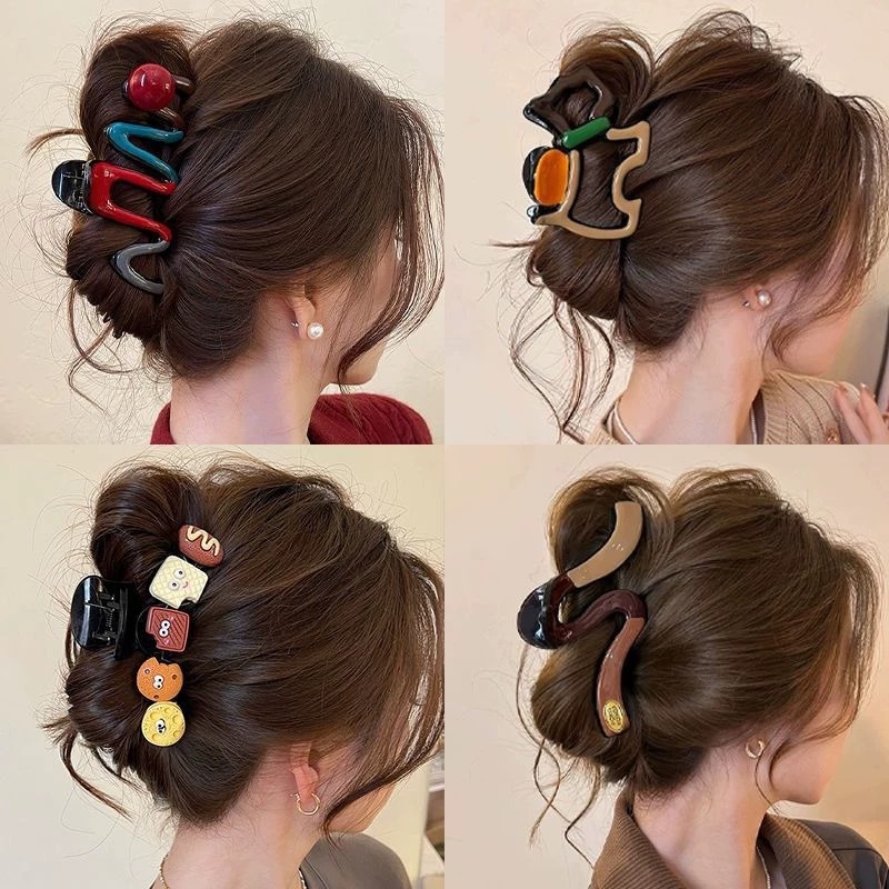 Unique beautiful claw clip for women large size for thick hair delicate back of head bun shark clip hair accessory