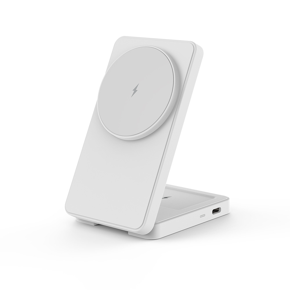 2-in-1 Magnetic Wireless Charger Foldable Stand for Apple Magnetic Phone 15W Fast Wireless Charging