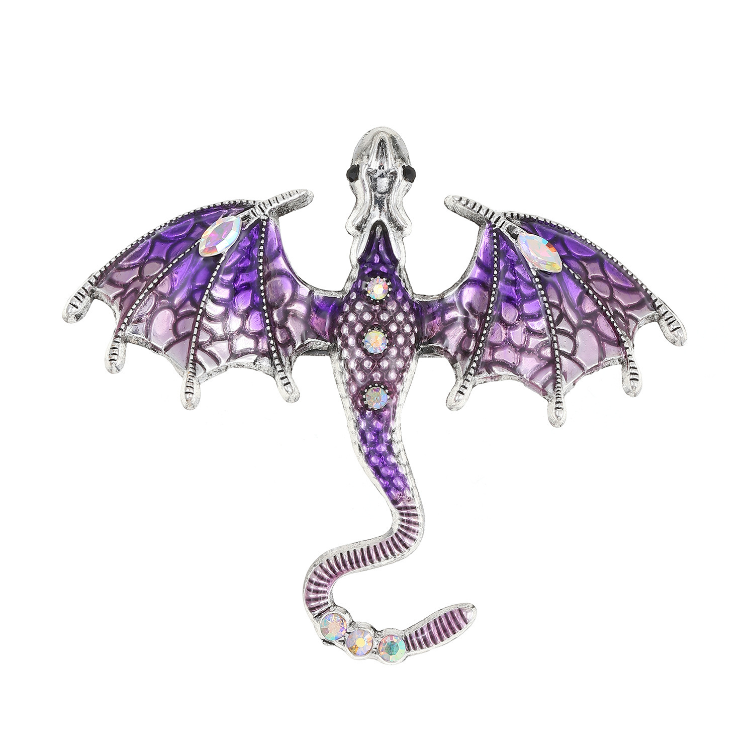 Colorful Enamel Dragon Brooch Women Flying Dragon Men Suit Pin Accessory Necklace