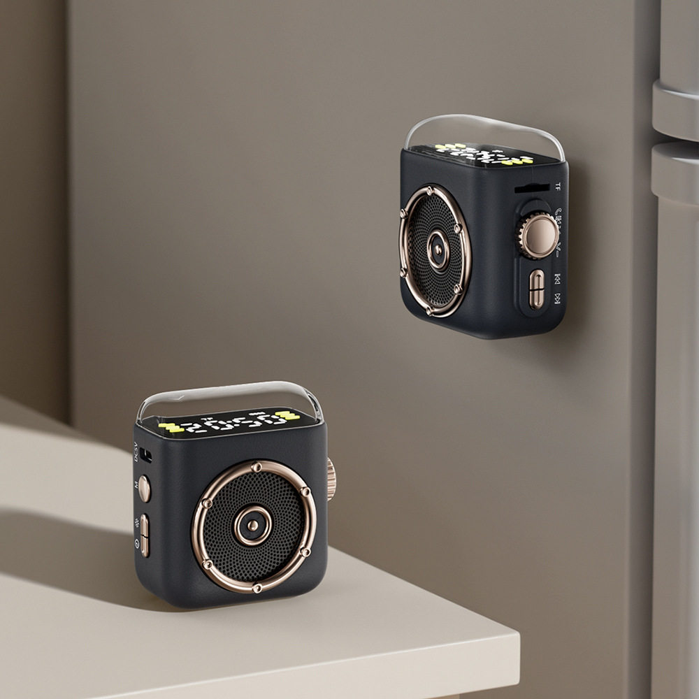 P6 Magnetic Bluetooth Speaker Wireless Outdoor Card Insert Subwoofer Small Audio Back Clip Night Light Clock