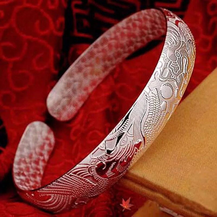 Dragon and Phoenix Chengxiang Miao silver bracelet women's ethnic style silver-plated 925 silver bracelet silver jewelry sales run