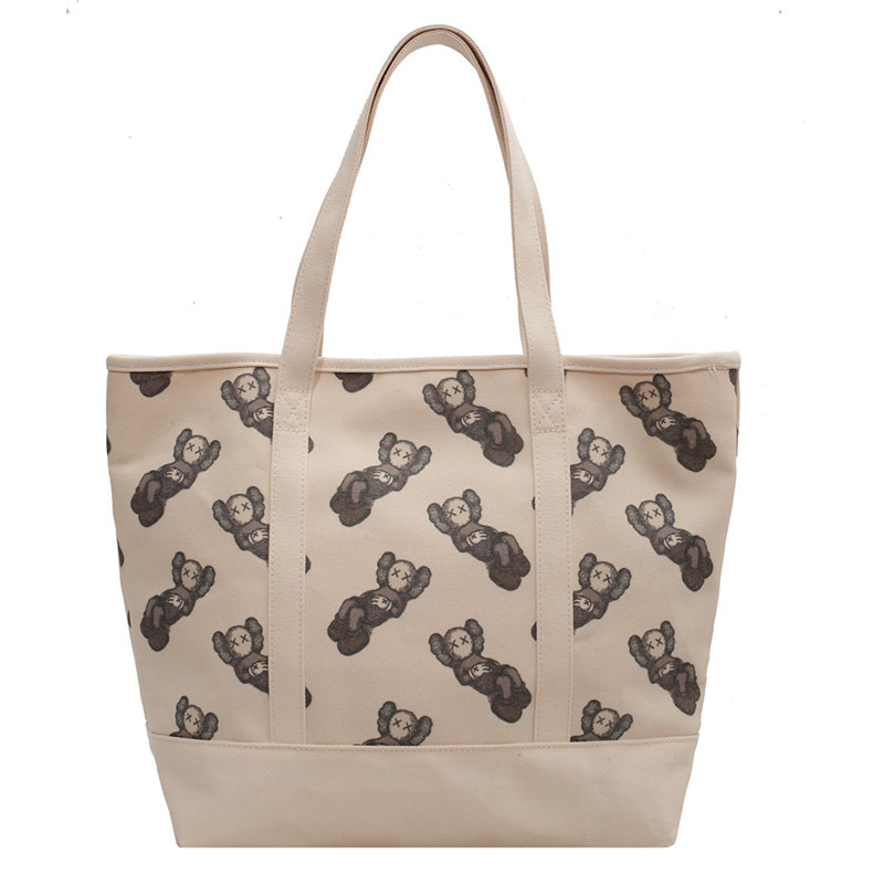 Fitting room shoulder bag canvas bag niche tote bag large capacity student class KAWS handbag