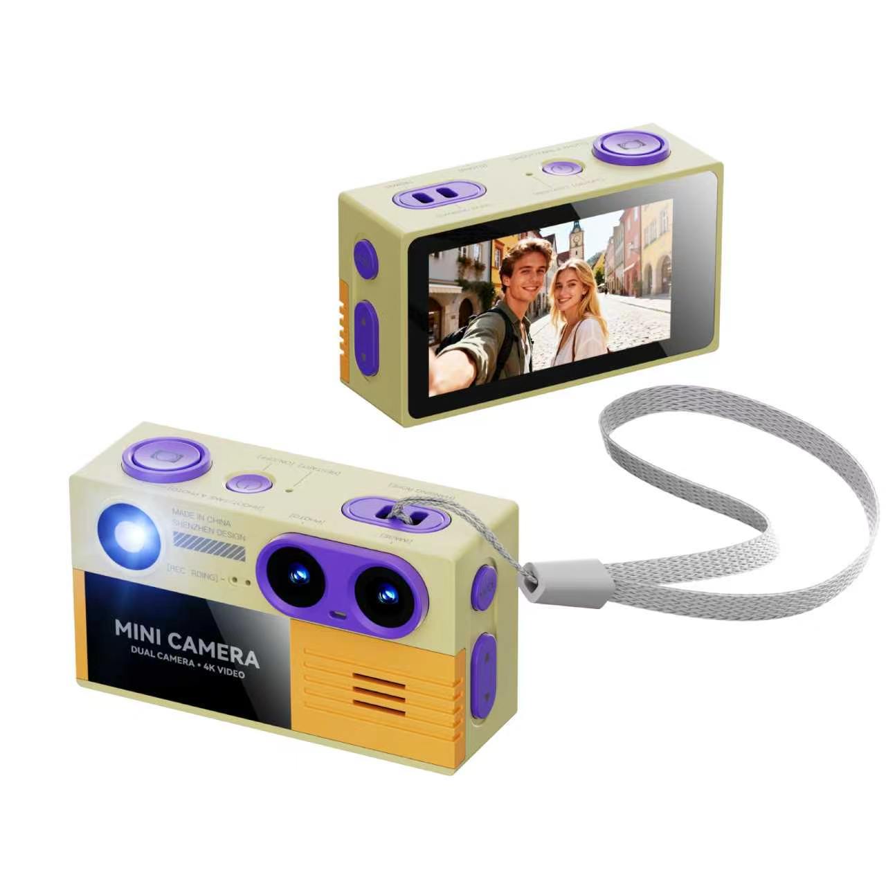 Mini Small Camera 4K HD with Screen Keychain Portable Student Travel Vlog Thumb Pendant Camera