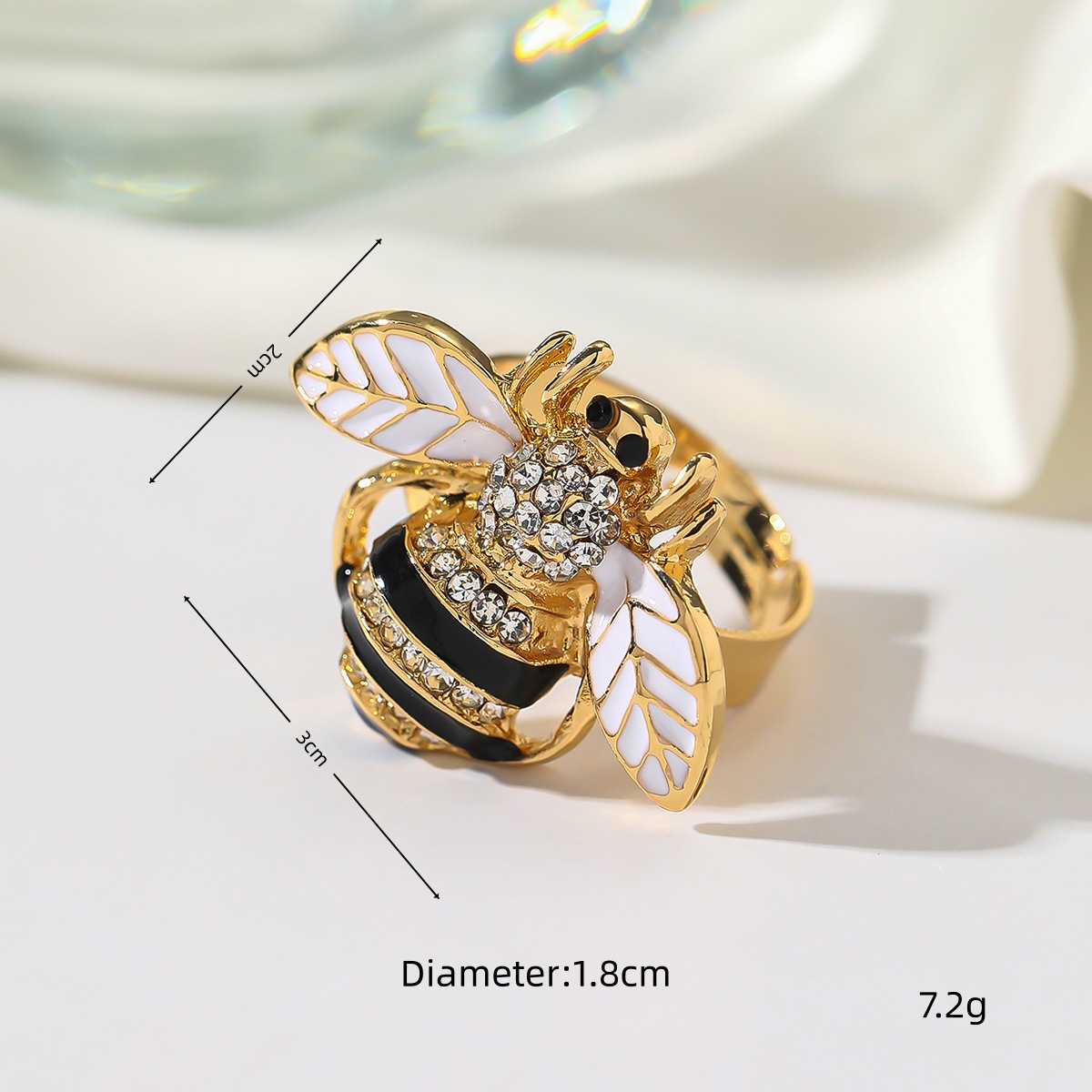 Cute animal metal bee niche exaggerated pearl open ring