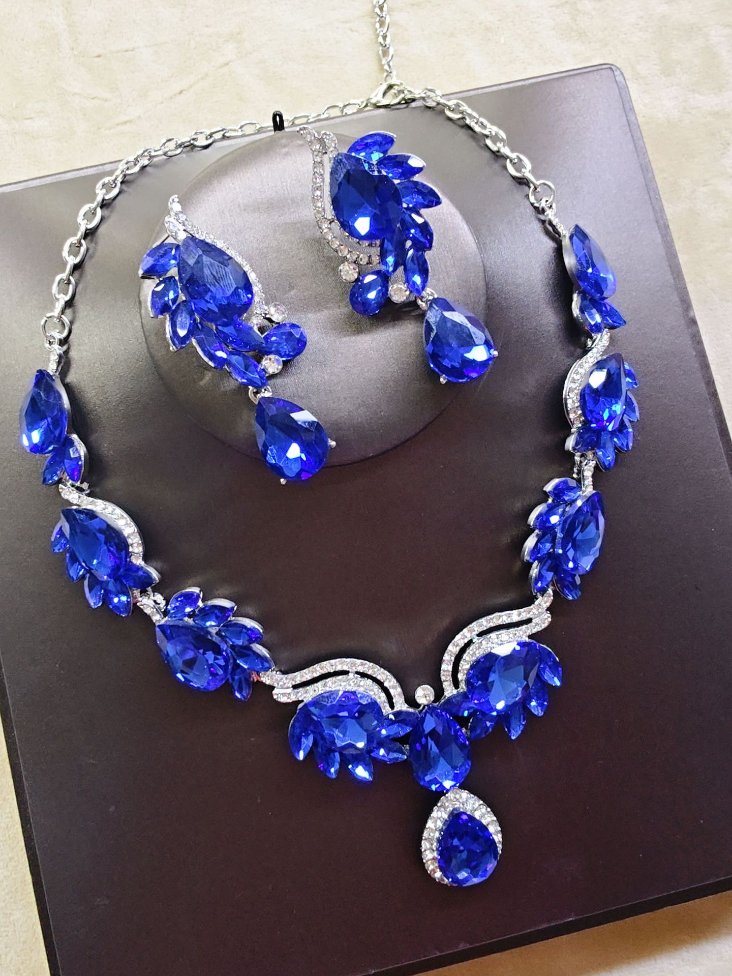 Multi-Color Gemstone Necklace Set Women Bride Banquet Dress