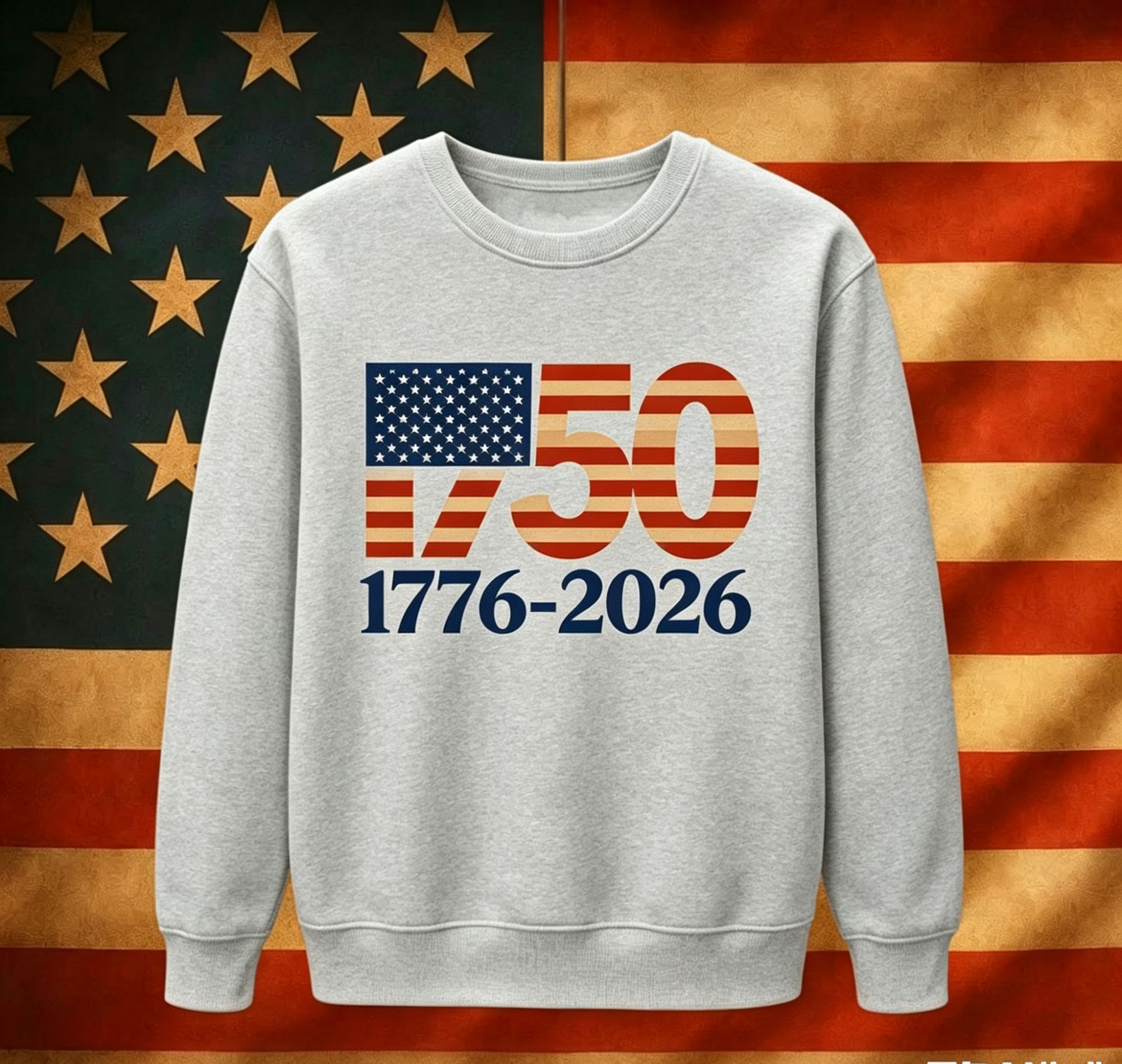 USA Digital American Flag Hoodie Independence Day No Hood Round Neck Fleece Hoodie