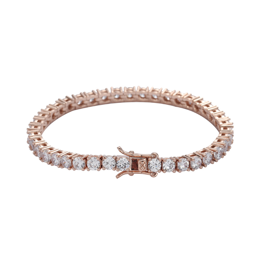 Copper Tennis Chain 3mm 4mm 5mm copper micro-set zircon single row bracelet hip-hop bracelet