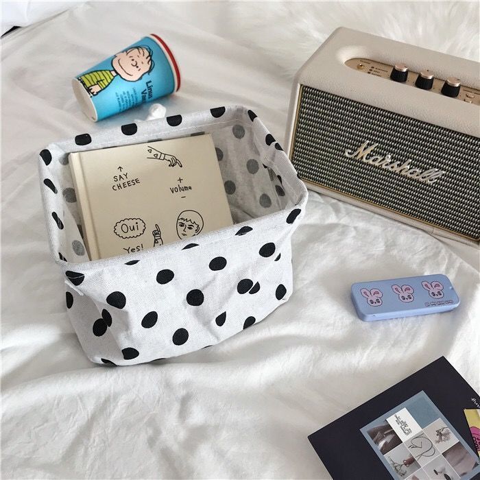 Polka Dot Plaid Large Black and White Laundry Basket, Dormitory Home Storage Basket, Foldable Large Capacity Storage Bag
