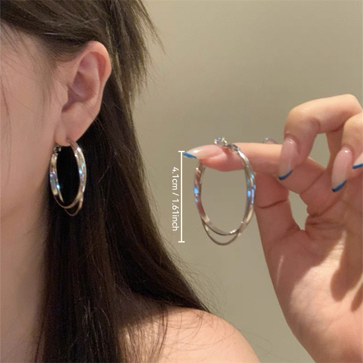 Silver Exaggerated Cross Circles Silver Needle Earrings for Women 2025 New Earrings Niche