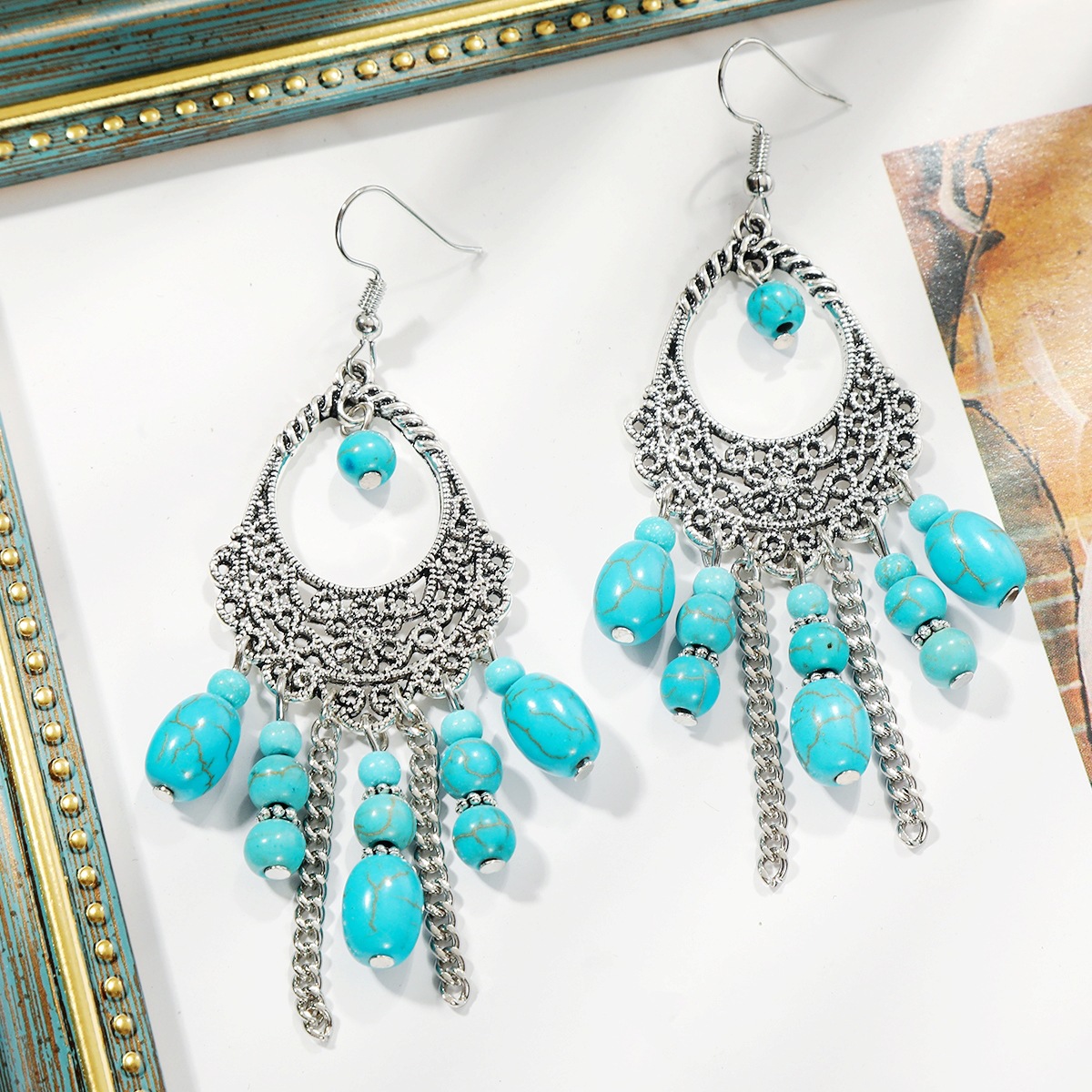 Turquoise earrings turquoise earring set Bohemian vintage earrings