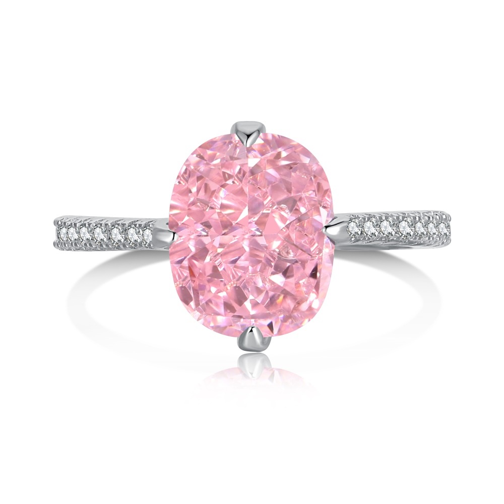 Live S925 sterling silver ring for women, design high-carbon diamond 8A zircon ice-cut closed ring wholesale