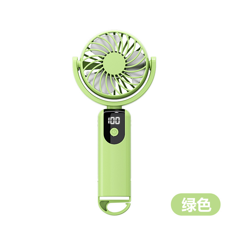 2026 Desktop Mini USB Rechargeable Handheld Fan Long-lasting Digital Display Hook Fan