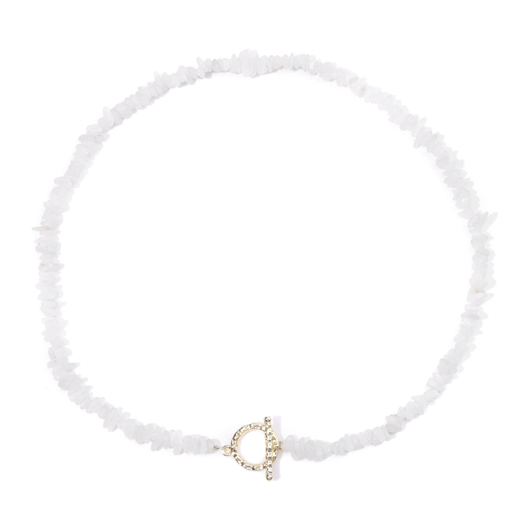 Crushed stone necklace for women irregular artificial stone beads OT clasp unisex necklace accessory