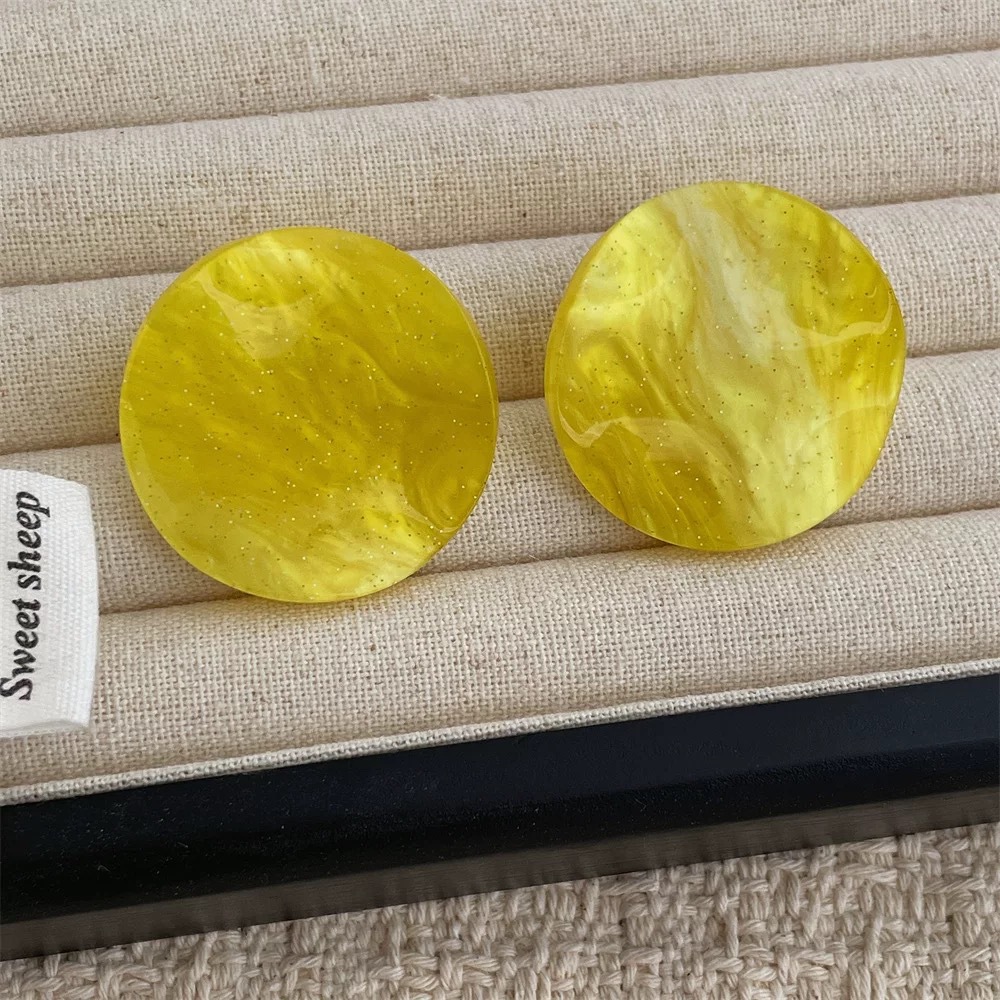 Candy Color Twisted Piece Round Acetate Earrings for Women Niche Vacation Style Ear Pin Ear Accessories