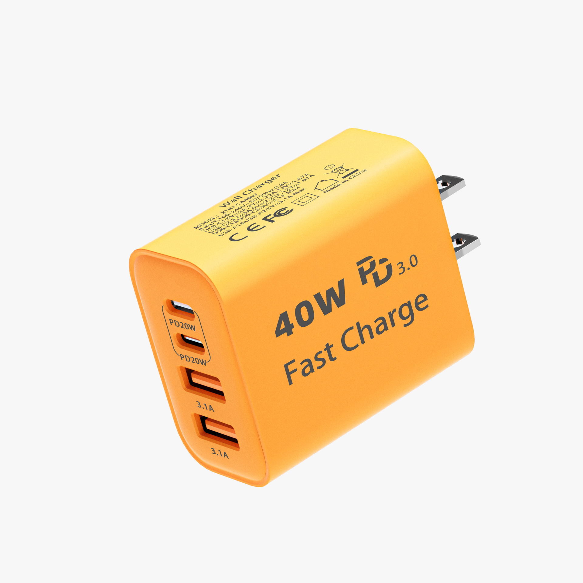 Customizable 40W US standard fast charging for Apple 15 charger Samsung phone 2C2A charging head ETL certified