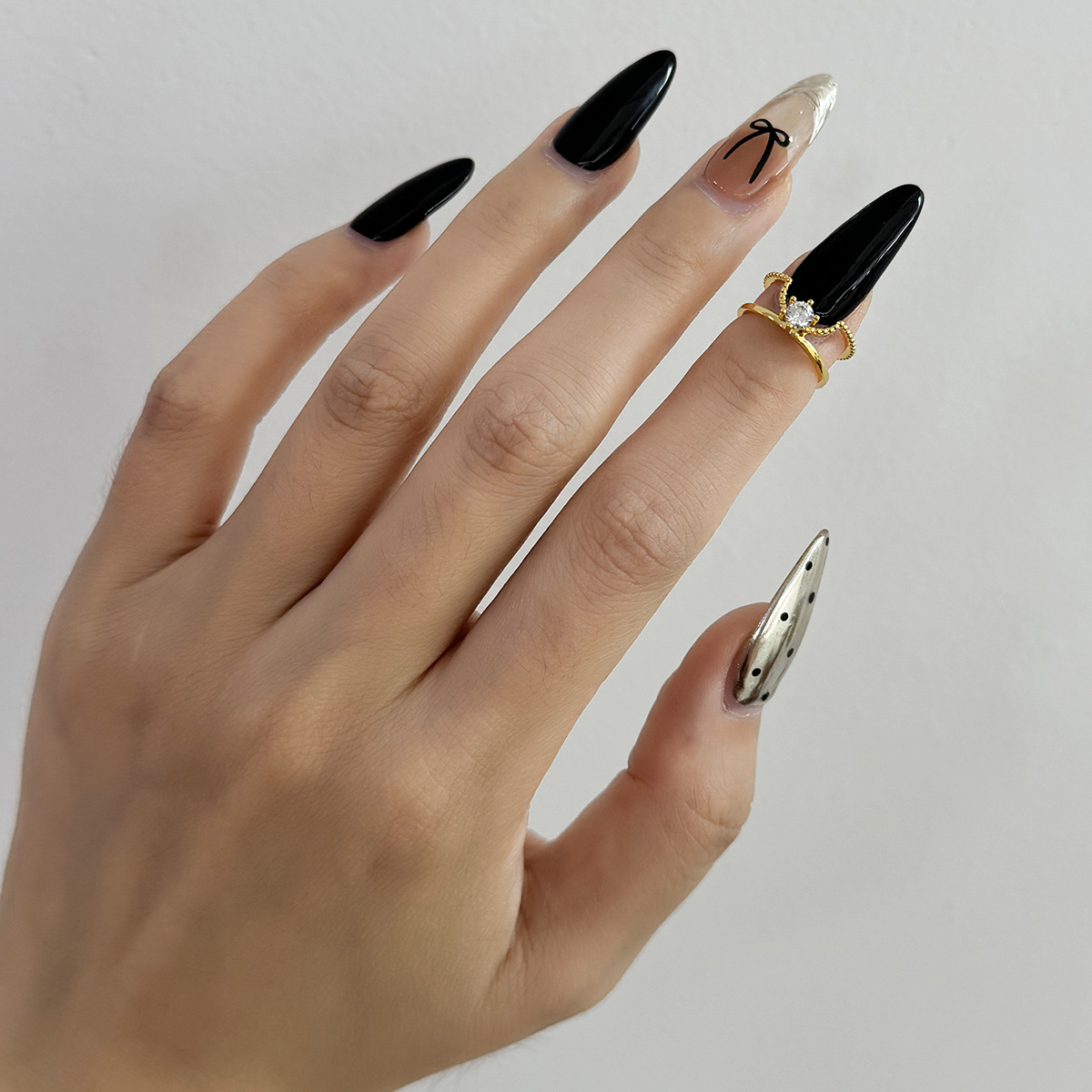 Kenjie copper gold-plated zircon fingertip ring for women punk nail art nail ring exquisite nail cover