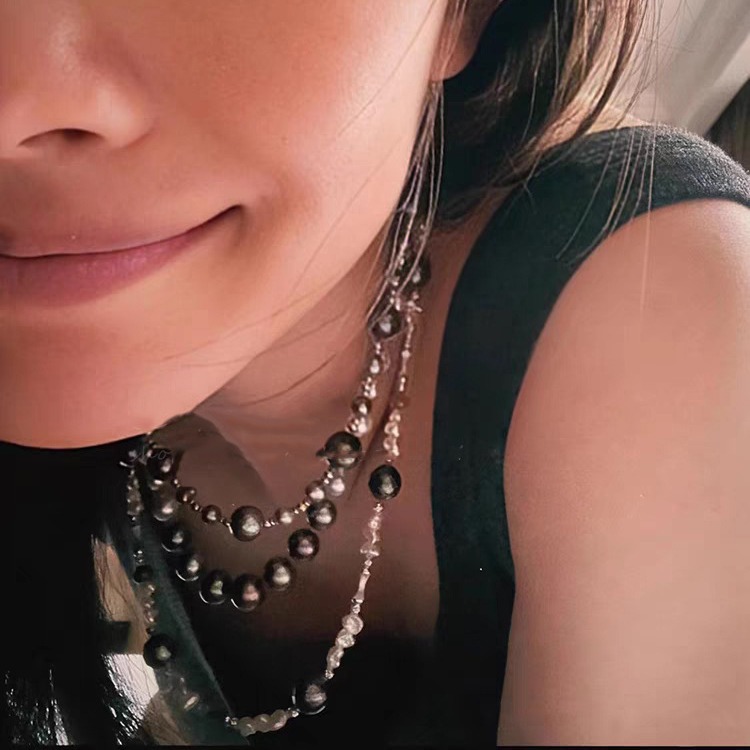 Tahitian Black Pearl Necklace Clavicle Chain Pendant Neck