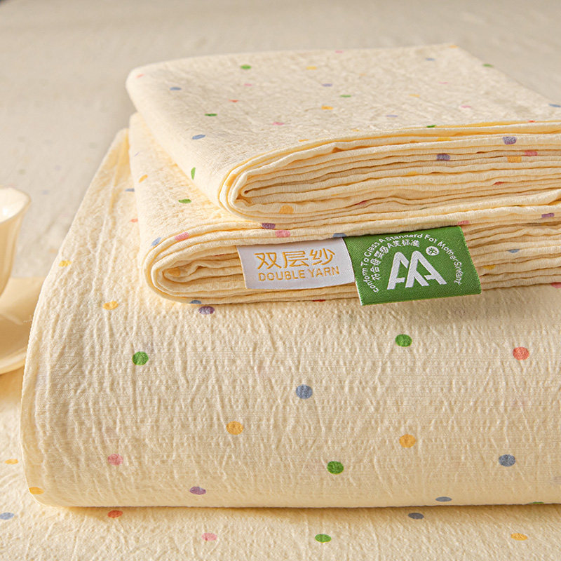 2025 new Class A double-layer gauze bed sheet single piece student dormitory single/double quilt cover three-piece set non-cotton pure cotton 2