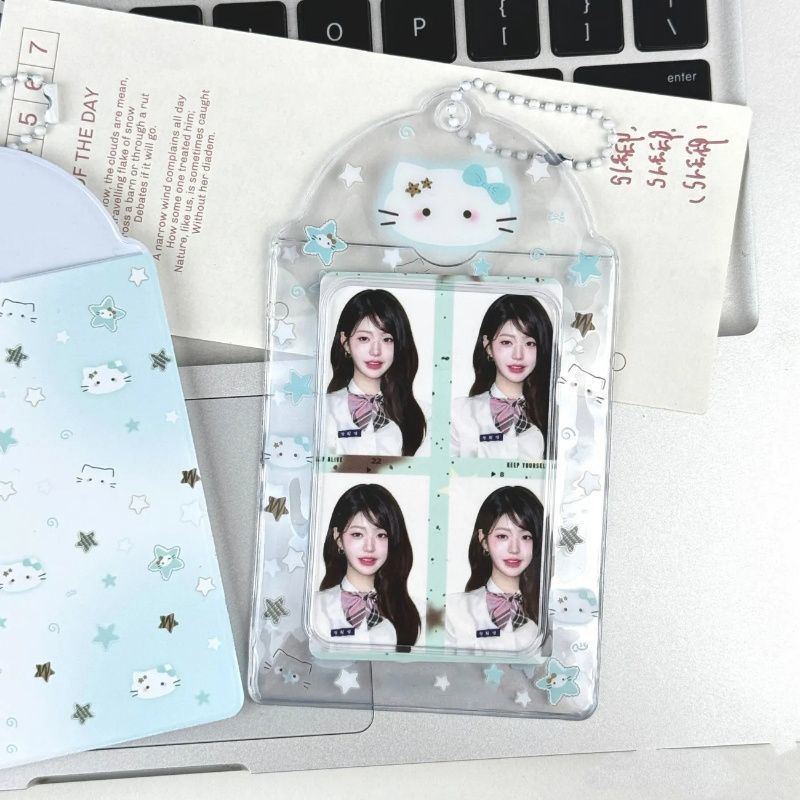 PVC campus card meal card idol small card storage sleeve display pendant original mint green kitten card sleeve