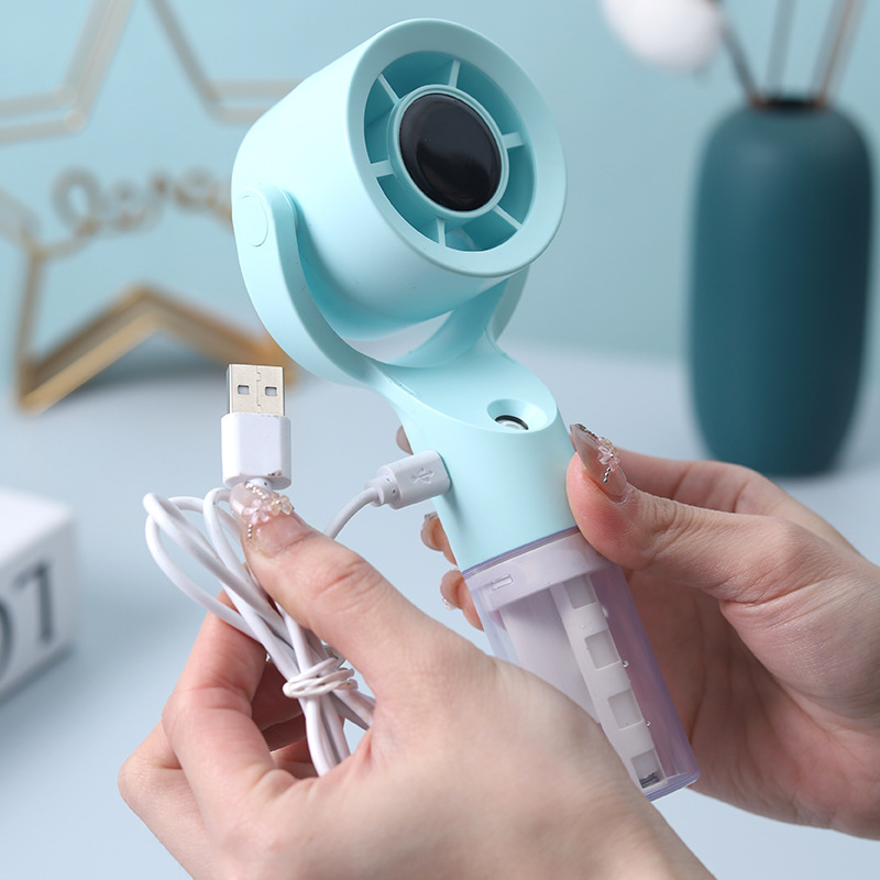 New Handheld Spray Fan Portable Mini USB Charging Outdoor Spray Humidifying Turbo Small Fan