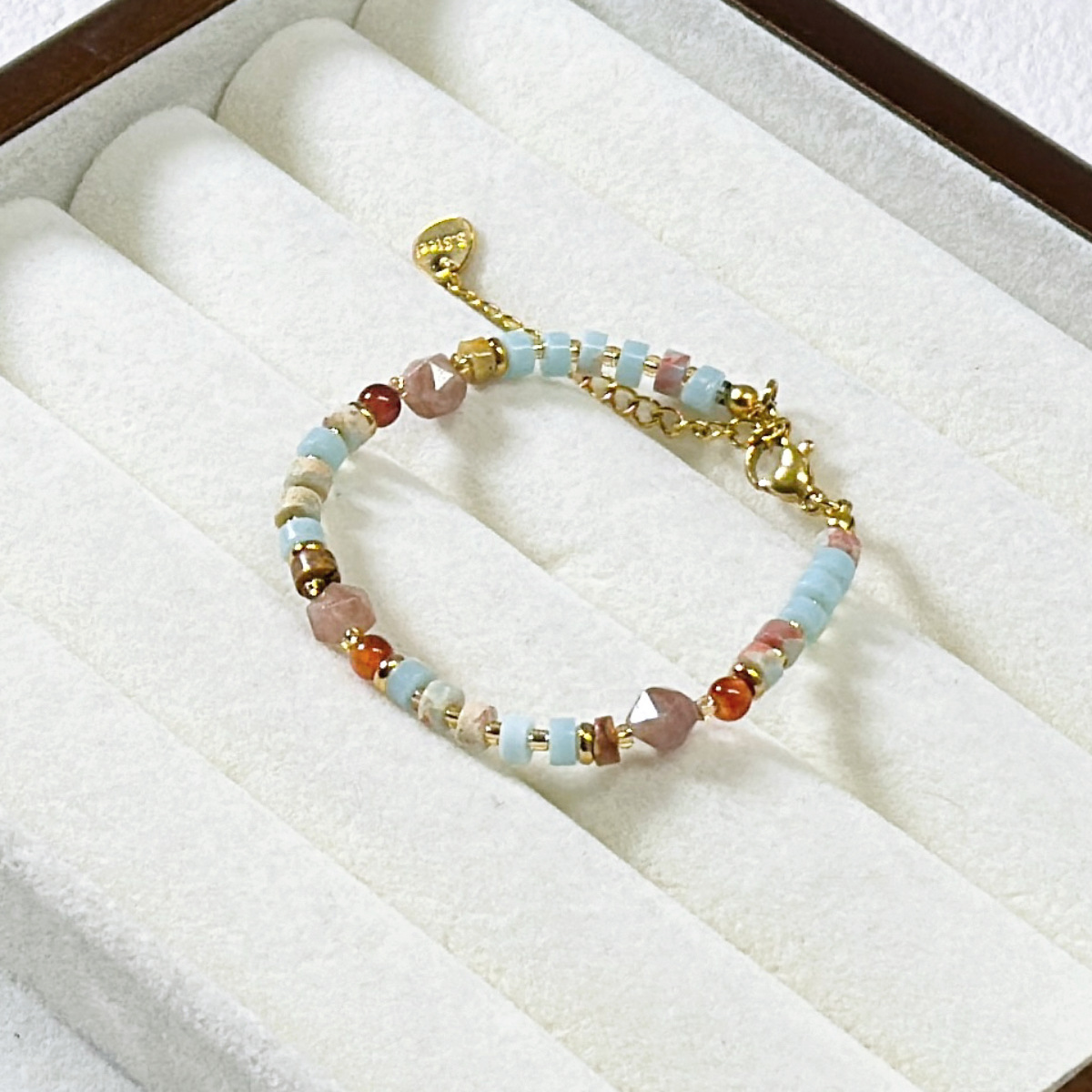 Titanium Steel Natural Stone Shoushan Stone Aquamarine Beaded Bracelet Freshwater Pearl Small Exquisite Bracelet