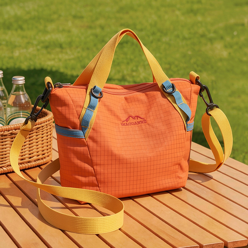 2026 New Dopamine Contrast Color Small Tote Bag Lightweight Nylon Handbag Casual Commute Crossbody Shoulder Bag