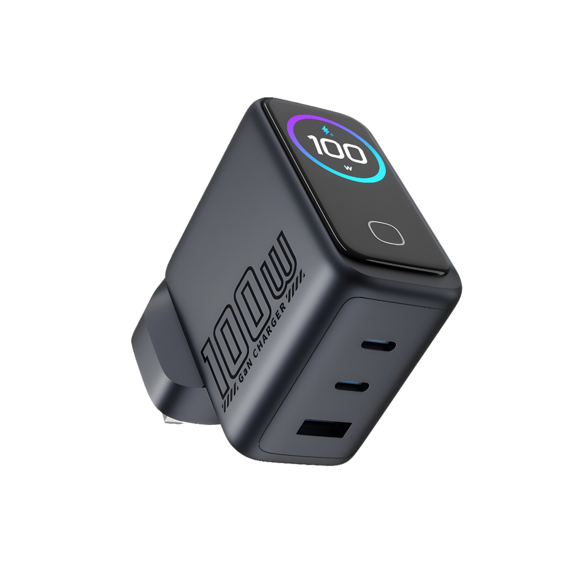 100W GaN AI Screen Display Charger Smart TFT Phone Fast Charging for Apple Huawei