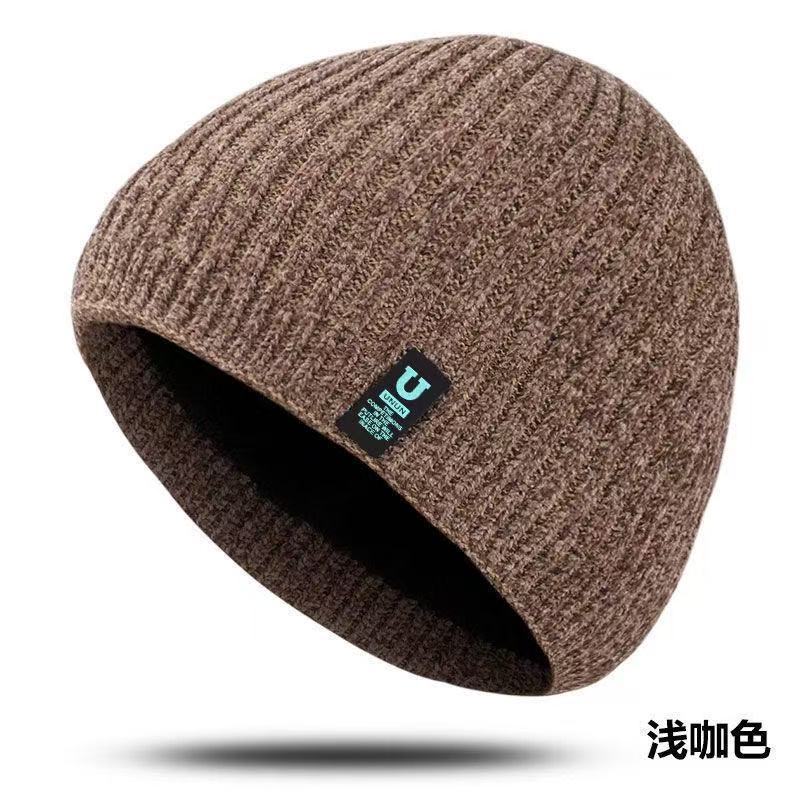 Men's Autumn Winter Warm Fleece Lined Yarn Hat Men Women Outdoor Cycling Ear Protection Cold Proof Pullover Hat Ice