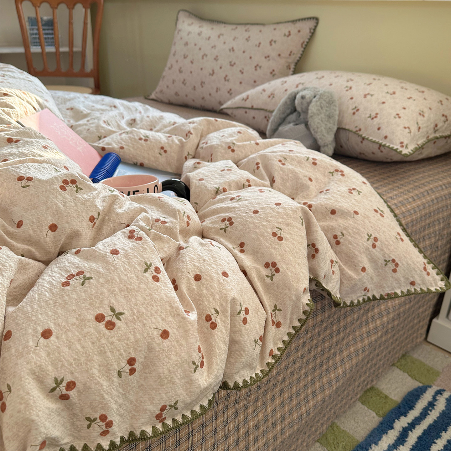 2026 new double-layer gauze quilt cover single piece 150x200x230 single dormitory quilt cover quilt cover non-cotton pure cotton a