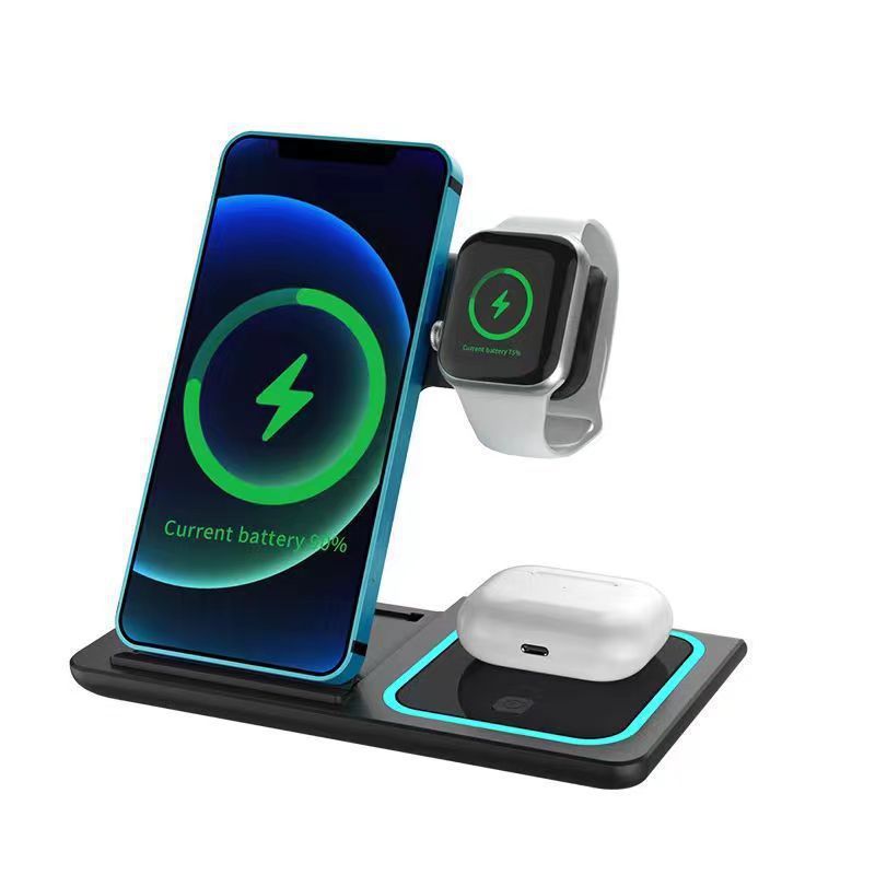 New three-in-one wireless charger 15W phone earphone foldable charger three-in-one foldable wireless charger