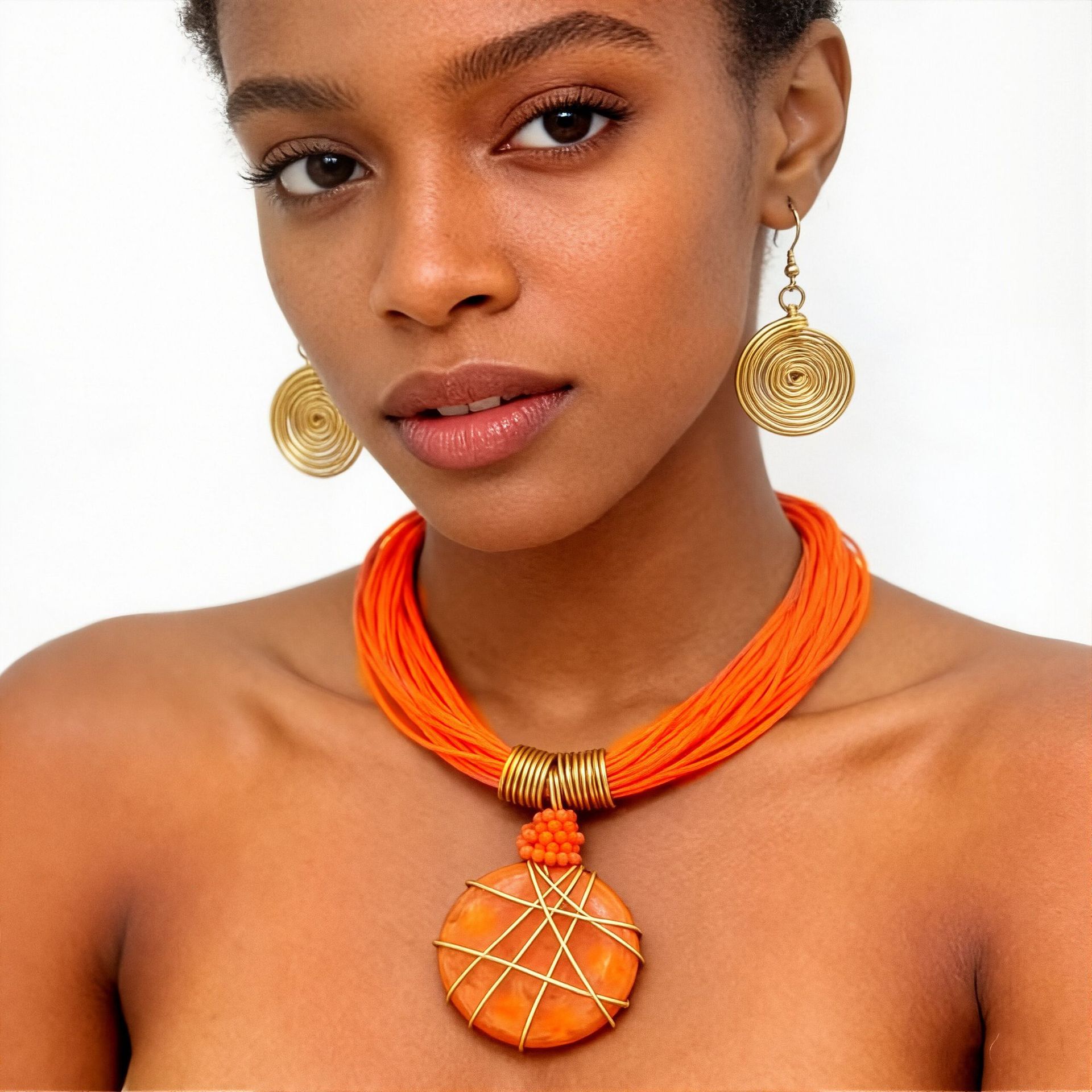 2026 new resin texture pendant necklace and earring set fluorescent color necklace accessories necklaces