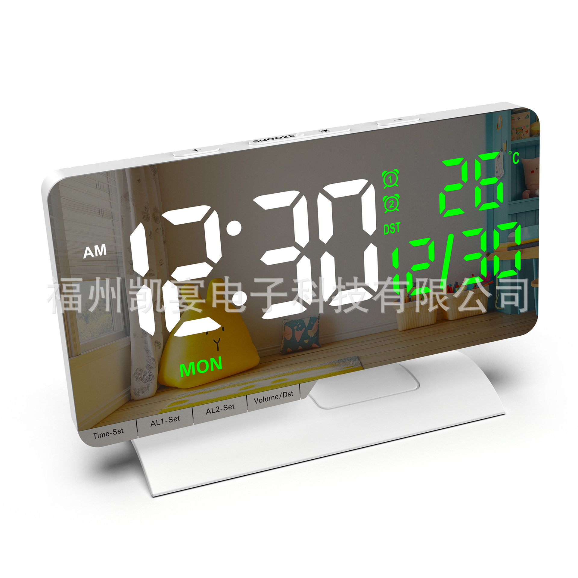 2026 New Temperature Calendar Week Electronic Clock LED Mirror Daylight Saving Time Desktop Electronic Alarm Clock